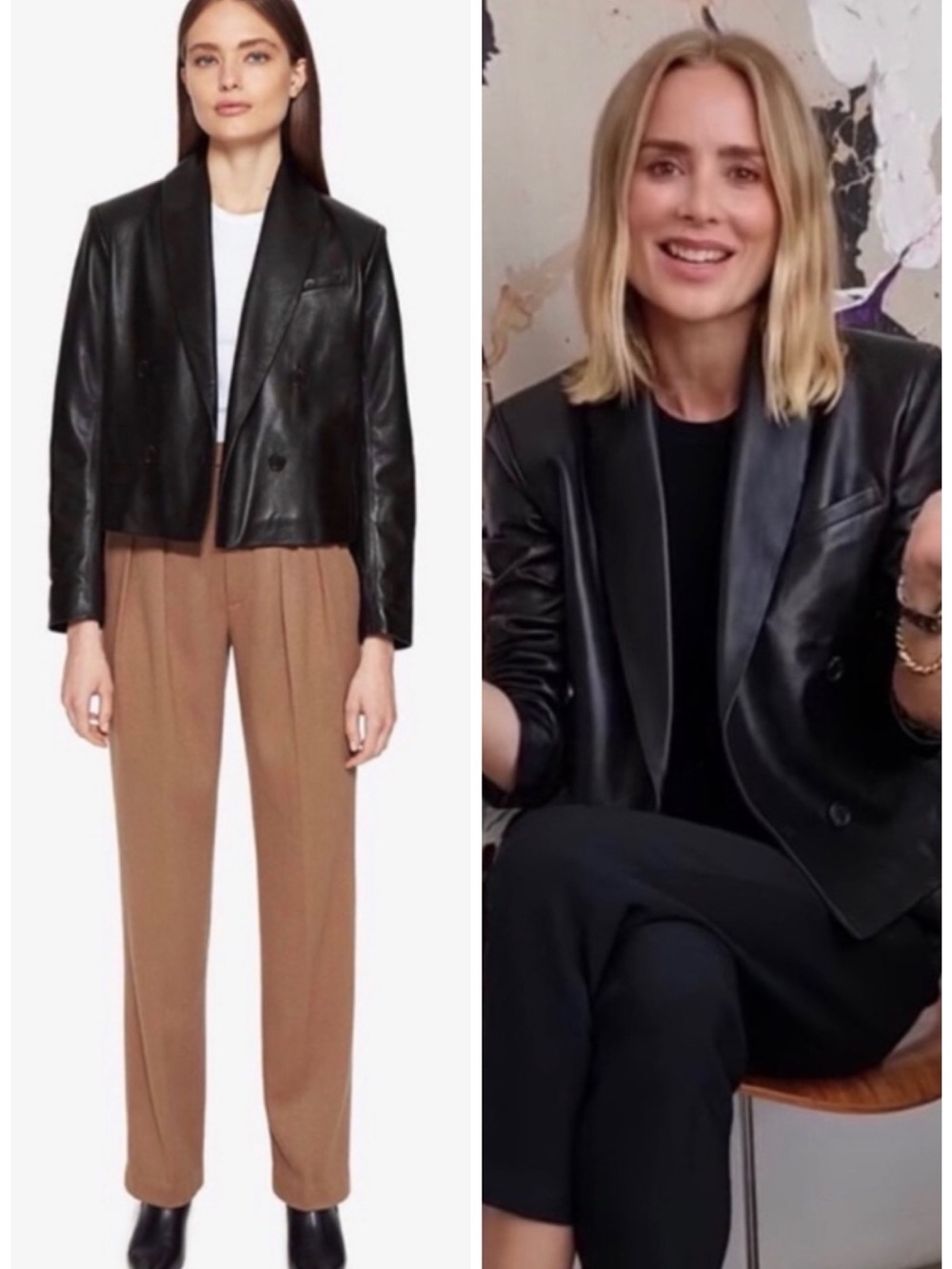 Anine Bing Black Leather Mae Blazer SZ XS
